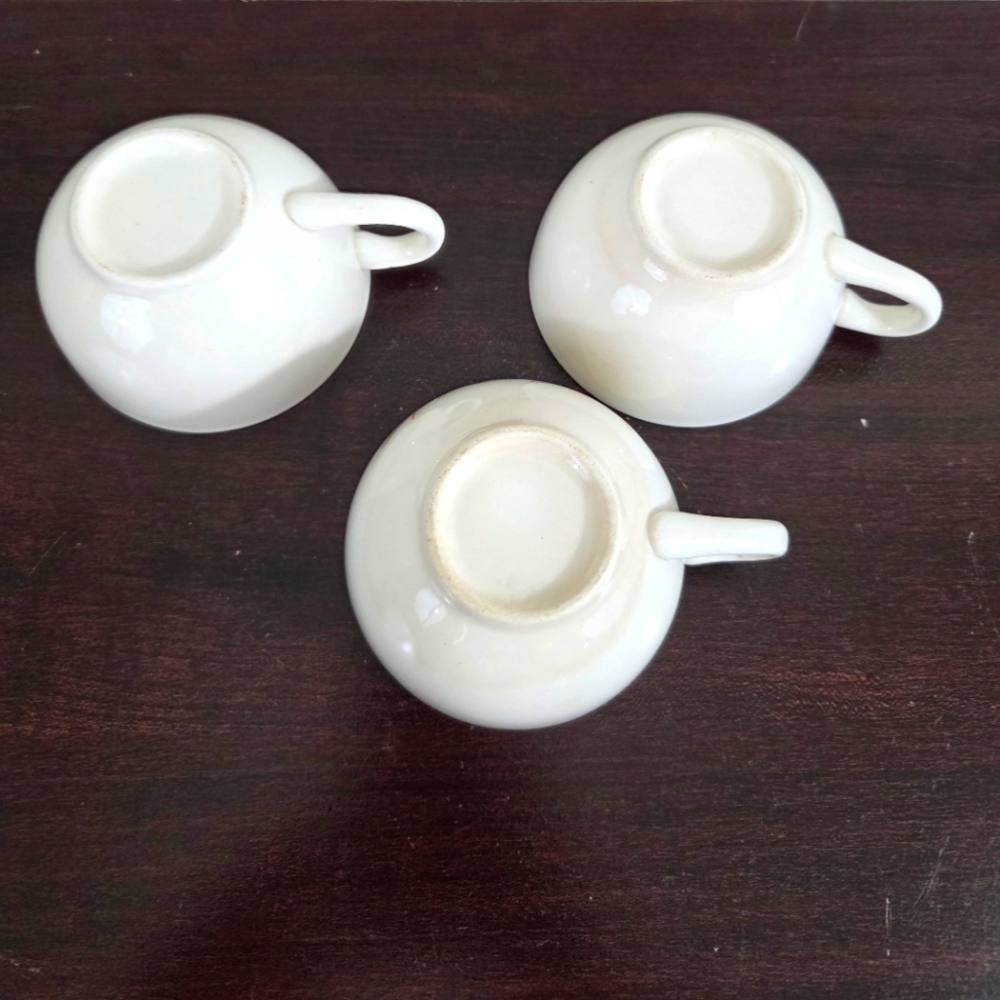 Homer Laughlin Vintage Golden Wheat Tea Cup & Saucer 22K Gold Trim 3 Sets Used - Picture 8 of 11
